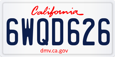 CA license plate 6WQD626