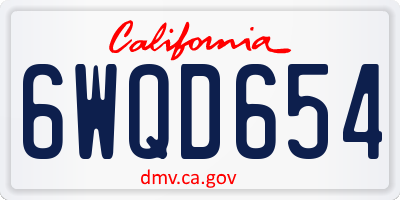 CA license plate 6WQD654