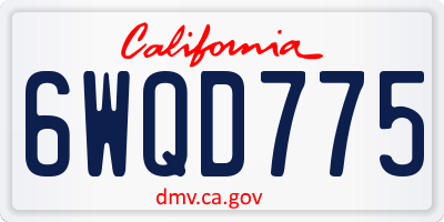 CA license plate 6WQD775