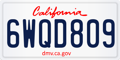 CA license plate 6WQD809