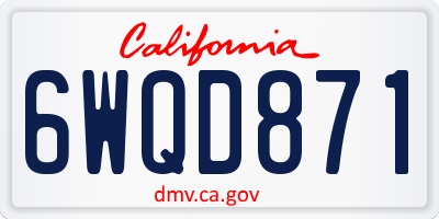 CA license plate 6WQD871