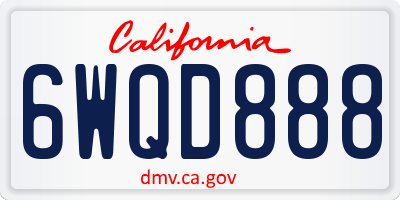 CA license plate 6WQD888