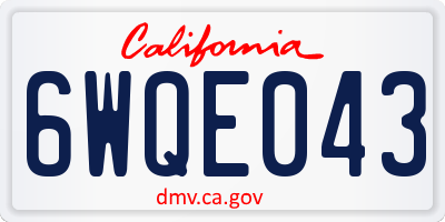 CA license plate 6WQE043