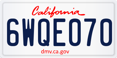 CA license plate 6WQE070