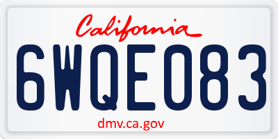 CA license plate 6WQE083