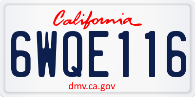 CA license plate 6WQE116