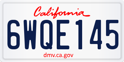 CA license plate 6WQE145
