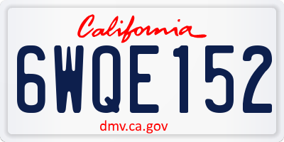 CA license plate 6WQE152