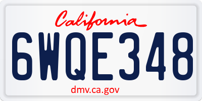 CA license plate 6WQE348