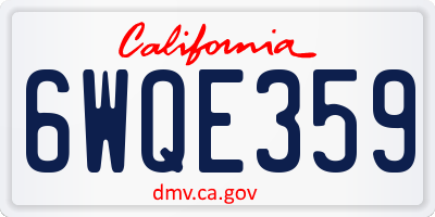 CA license plate 6WQE359