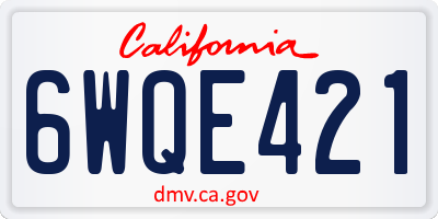 CA license plate 6WQE421