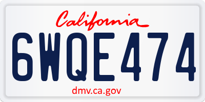CA license plate 6WQE474