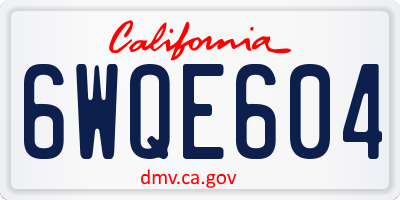 CA license plate 6WQE604