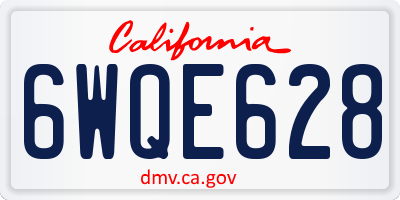 CA license plate 6WQE628