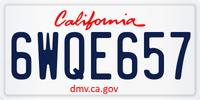 CA license plate 6WQE657
