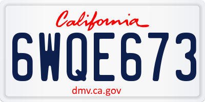 CA license plate 6WQE673