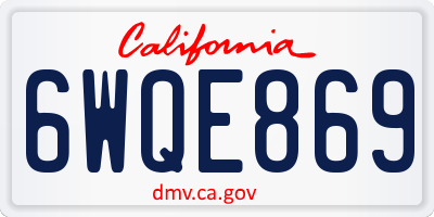 CA license plate 6WQE869