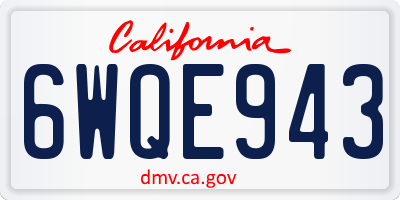 CA license plate 6WQE943