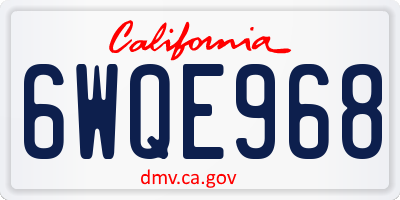 CA license plate 6WQE968