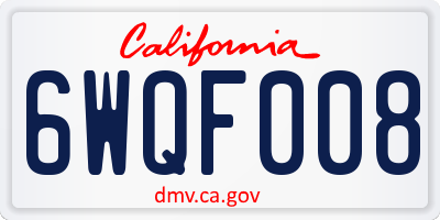 CA license plate 6WQF008