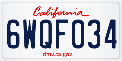 CA license plate 6WQF034