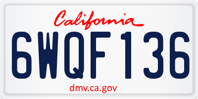 CA license plate 6WQF136