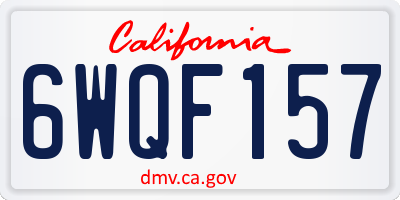CA license plate 6WQF157