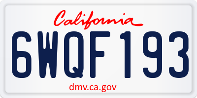 CA license plate 6WQF193