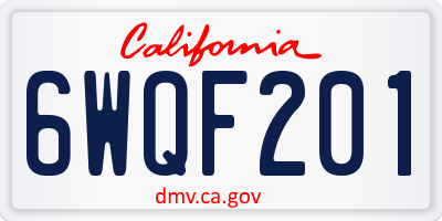 CA license plate 6WQF201