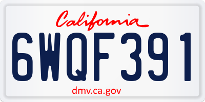 CA license plate 6WQF391