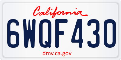 CA license plate 6WQF430
