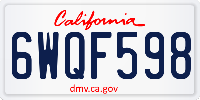 CA license plate 6WQF598