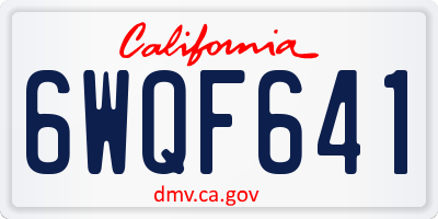 CA license plate 6WQF641