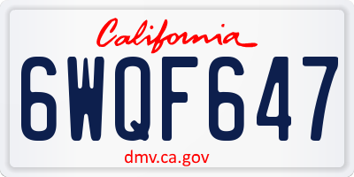 CA license plate 6WQF647