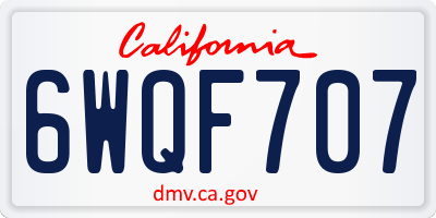 CA license plate 6WQF707