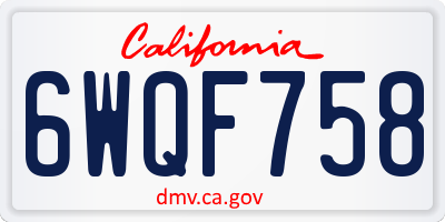 CA license plate 6WQF758