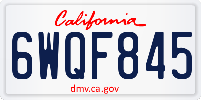 CA license plate 6WQF845