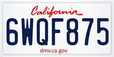 CA license plate 6WQF875
