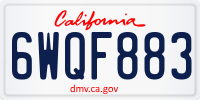 CA license plate 6WQF883