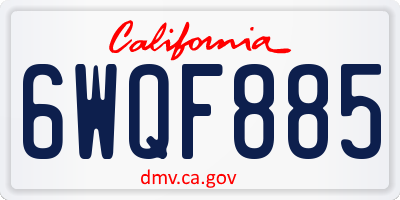 CA license plate 6WQF885