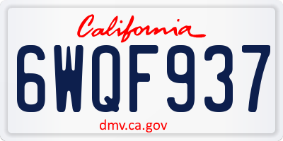 CA license plate 6WQF937