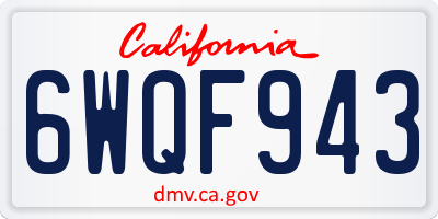 CA license plate 6WQF943