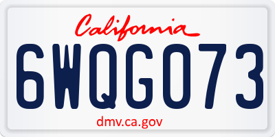 CA license plate 6WQG073