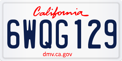 CA license plate 6WQG129