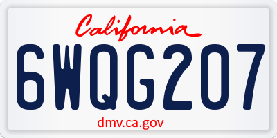 CA license plate 6WQG207