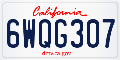 CA license plate 6WQG307