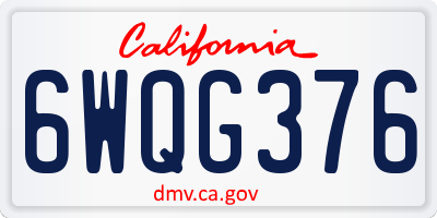 CA license plate 6WQG376