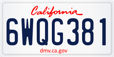 CA license plate 6WQG381