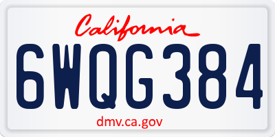 CA license plate 6WQG384