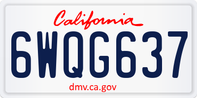CA license plate 6WQG637